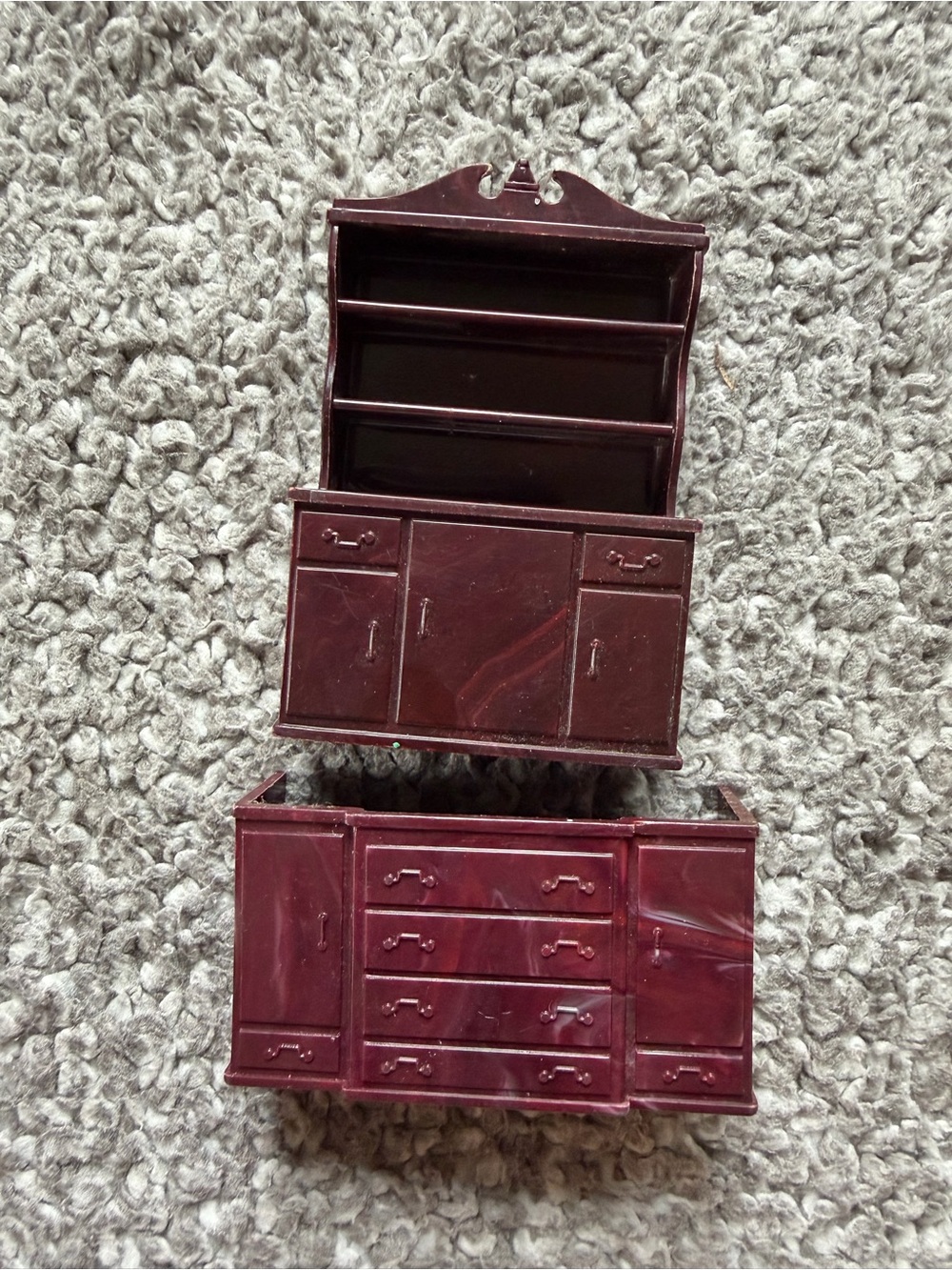 Vintage 1950s Marx Plastic Dollhouse Furniture Marbled